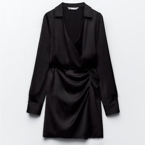 ZARA BLACK SATIN EFFECT MINI DRESS